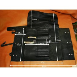 Knife bag / pouch BLACK SPLIT LEATHER WITH ZIP FASTENER  (MODEL 3)