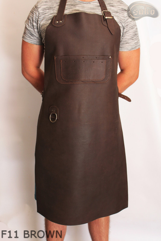 Tablier de protection en cuir F11 BROWN/boucher/soudure/chef/barbecue/serrurier
