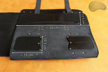 Sac à couteaux / pochette   CUIR DE VACHETTE NOIR( modèle 4)