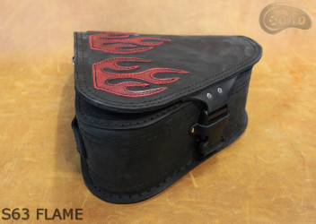 LEATHER SADDLEBAG S63 FLAME H-D SOFTAIL