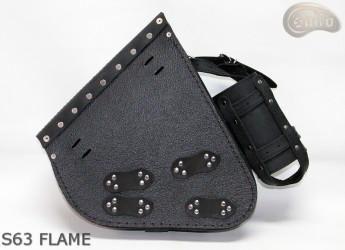 LEATHER SADDLEBAG S63 FLAME H-D SOFTAIL