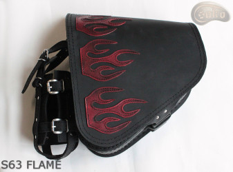 LEATHER SADDLEBAG S63 FLAME H-D SOFTAIL