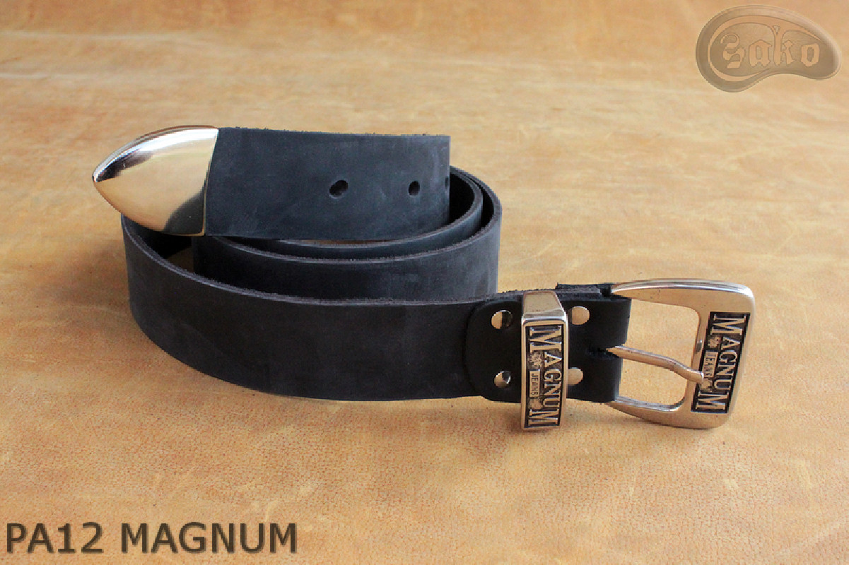 Skórzany pasek do spodni PA12 MAGNUM z metalową końcówką