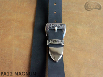 Skórzany pasek do spodni PA12 MAGNUM z metalową końcówką