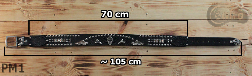 Skórzany pasek PM1 do spodni w stylu motocyklowym DŁUGOŚĆ ~ 105 cm