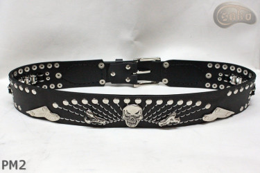 PM2 bőr öv motoros stílusú nadrághoz. HOSSZ ~ 110,5 cm