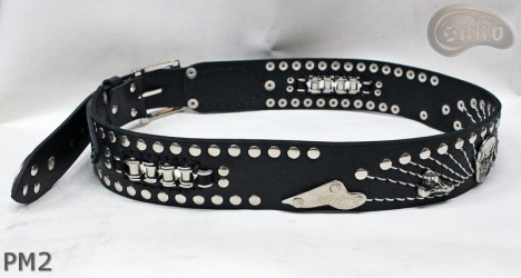 PM2 bőr öv motoros stílusú nadrághoz. HOSSZ ~ 110,5 cm