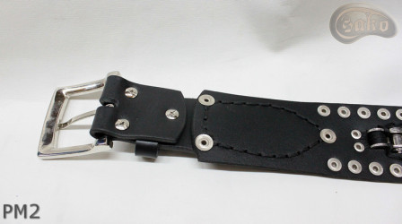Skórzany pasek PM2 do spodni w stylu motocyklowym DŁUGOŚĆ ~ 110,5 cm
