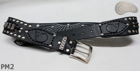 PM2 bőr öv motoros stílusú nadrághoz. HOSSZ ~ 110,5 cm