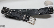 PM2 bőr öv motoros stílusú nadrághoz. HOSSZ ~ 110,5 cm