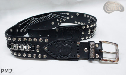 Ceinture en cuir PM2 pour pantalon style moto. LONGUEUR ~ 110,5 cm