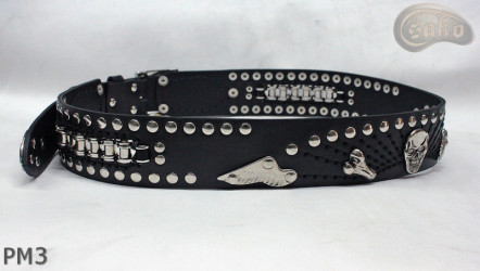 Ceinture en cuir PM3 pour pantalon style moto. LONGUEUR ~ 115 cm