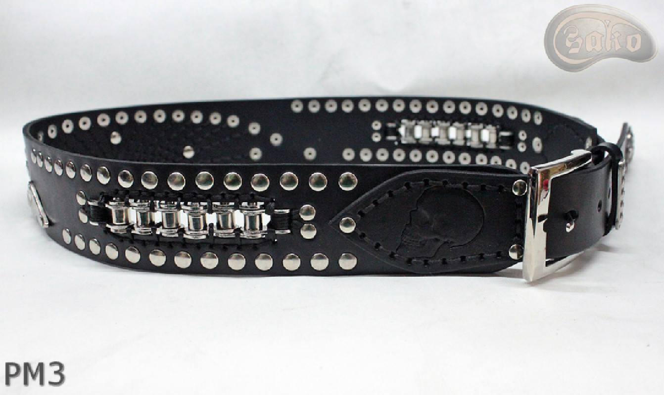 Ceinture en cuir PM3 pour pantalon style moto. LONGUEUR ~ 115 cm