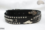 Ceinture en cuir PM4 pour pantalon style moto. LONGUEUR ~ 120,5 cm