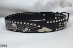 Skórzany pasek PM4 do spodni w stylu motocyklowym DŁUGOŚĆ ~ 120,5 cm