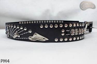 Ceinture en cuir PM4 pour pantalon style moto. LONGUEUR ~ 120,5 cm