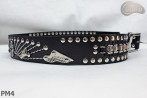 Ceinture en cuir PM4 pour pantalon style moto. LONGUEUR ~ 120,5 cm