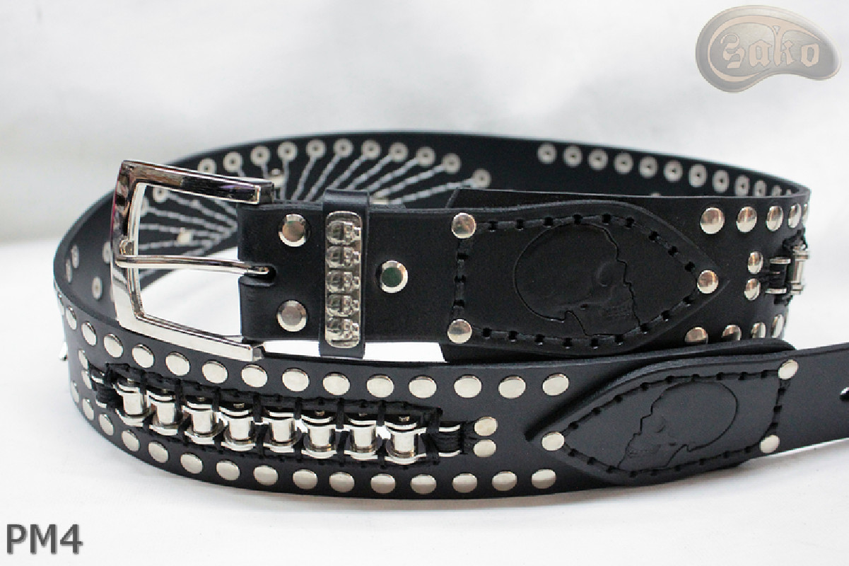 Ceinture en cuir PM4 pour pantalon style moto. LONGUEUR ~ 120,5 cm