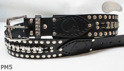 Ceinture en cuir PM5 pour pantalon style moto. LONGUEUR ~ 126 cm