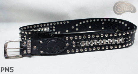 Ceinture en cuir PM5 pour pantalon style moto. LONGUEUR ~ 126 cm