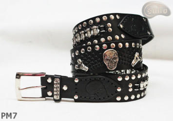 Ceinture en cuir PM7 pour pantalon style moto. LONGUEUR ~ 136 cm