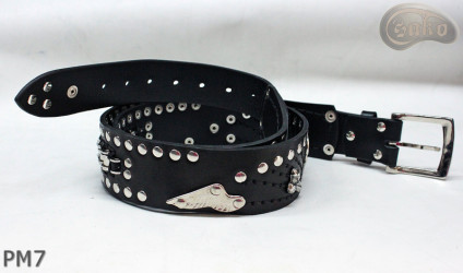 Ceinture en cuir PM7 pour pantalon style moto. LONGUEUR ~ 136 cm