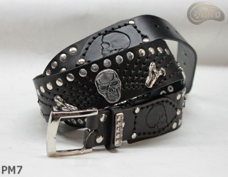 Ceinture en cuir PM7 pour pantalon style moto. LONGUEUR ~ 136 cm