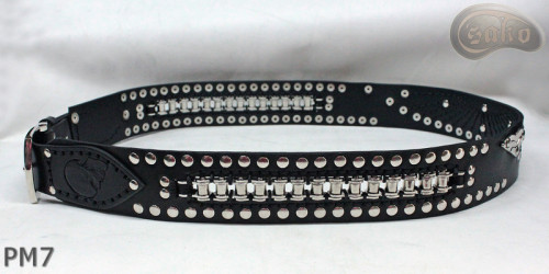 Ceinture en cuir PM7 pour pantalon style moto. LONGUEUR ~ 136 cm