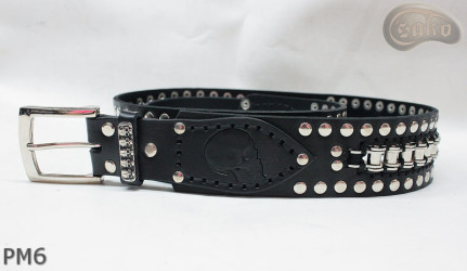 Ceinture en cuir PM6 pour pantalon style moto. LONGUEUR ~ 131 cm