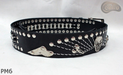 Ceinture en cuir PM6 pour pantalon style moto. LONGUEUR ~ 131 cm