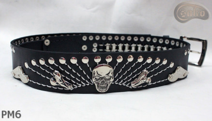 Ceinture en cuir PM6 pour pantalon style moto. LONGUEUR ~ 131 cm