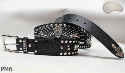 Ceinture en cuir PM6 pour pantalon style moto. LONGUEUR ~ 131 cm