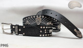 Ceinture en cuir PM6 pour pantalon style moto. LONGUEUR ~ 131 cm