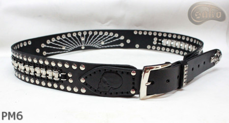 Ceinture en cuir PM6 pour pantalon style moto. LONGUEUR ~ 131 cm