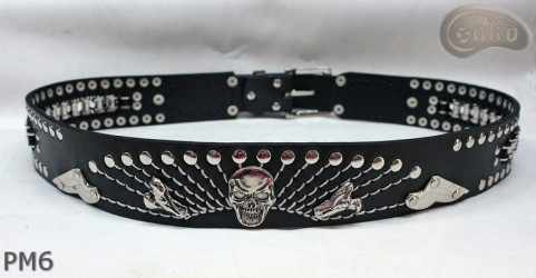 Ceinture en cuir PM6 pour pantalon style moto. LONGUEUR ~ 131 cm
