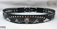 Ceinture en cuir PM6 pour pantalon style moto. LONGUEUR ~ 131 cm