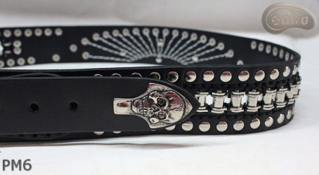 Ceinture en cuir PM6 pour pantalon style moto. LONGUEUR ~ 131 cm