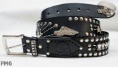 Ceinture en cuir PM6 pour pantalon style moto. LONGUEUR ~ 131 cm