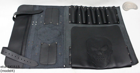 Torba/ pokrowiec na noże CZARNA LICÓWKA SKULLS (model 4)