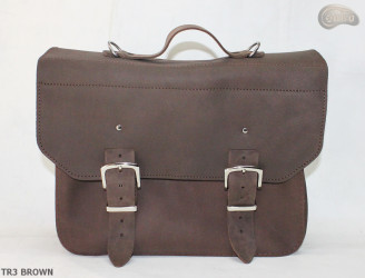 Leather shoulder bag TR3 BROWN