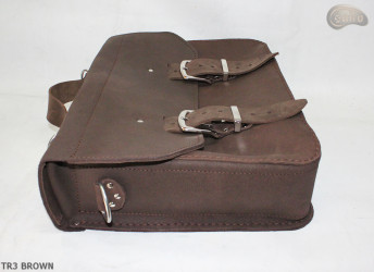 Leather shoulder bag TR3 BROWN