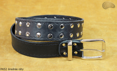 PA52 leather belt with flat decorative rivets