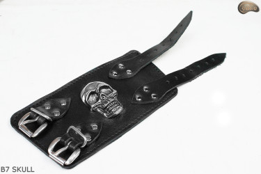 Bracelet en cuir B7 skull goth rock metal punk