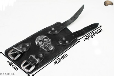 Bracelet en cuir B7 skull goth rock metal punk