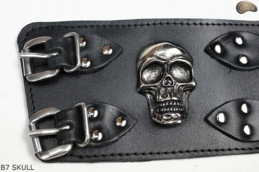 Bracelet en cuir B7 skull goth rock metal punk