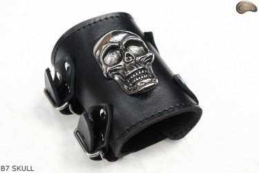 Bracelet en cuir B7 skull goth rock metal punk