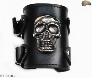 Bracelet en cuir B7 skull goth rock metal punk