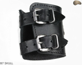 Bracelet en cuir B7 skull goth rock metal punk