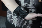 Bracelet en cuir B7 skull goth rock metal punk