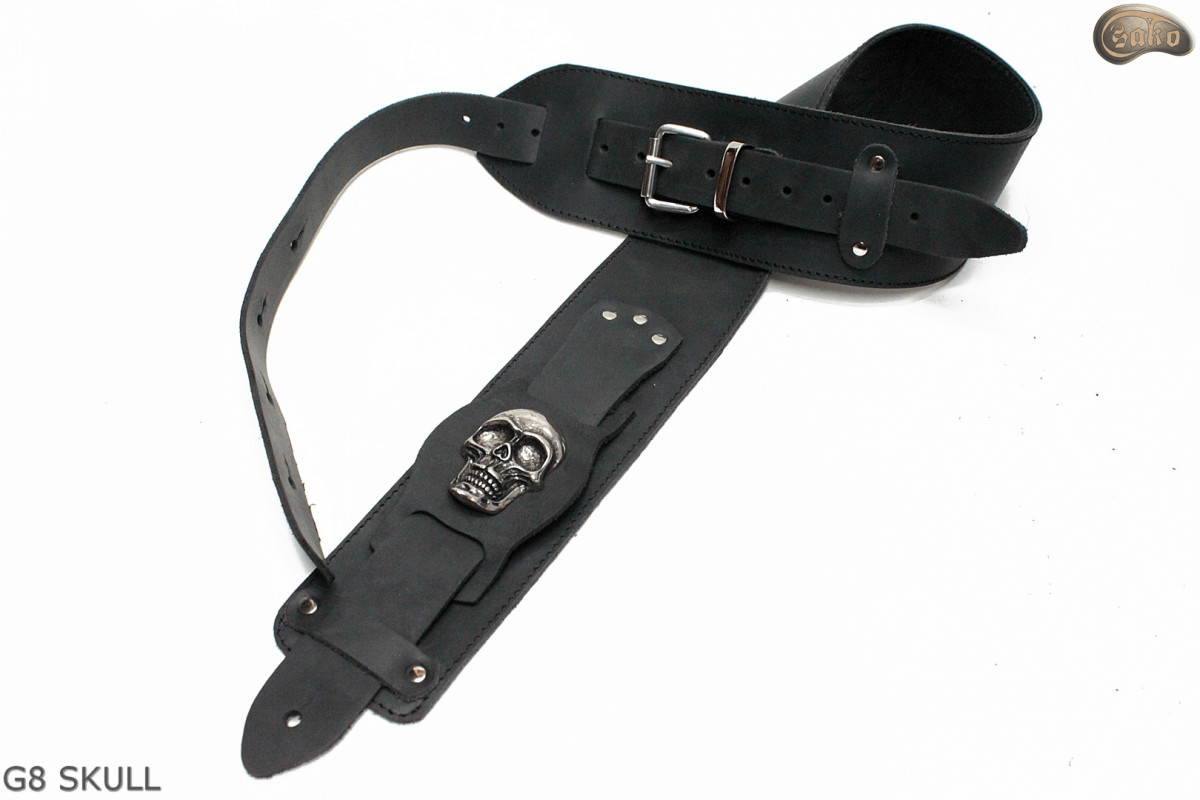 G8 SKULL electric/bass guitar strap, genuine leather